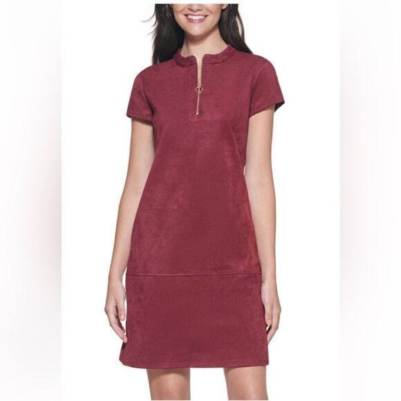 Kenzie Faux-Suede Shift Dress NWT Burgundy color size 14 - Picture 1 of 12